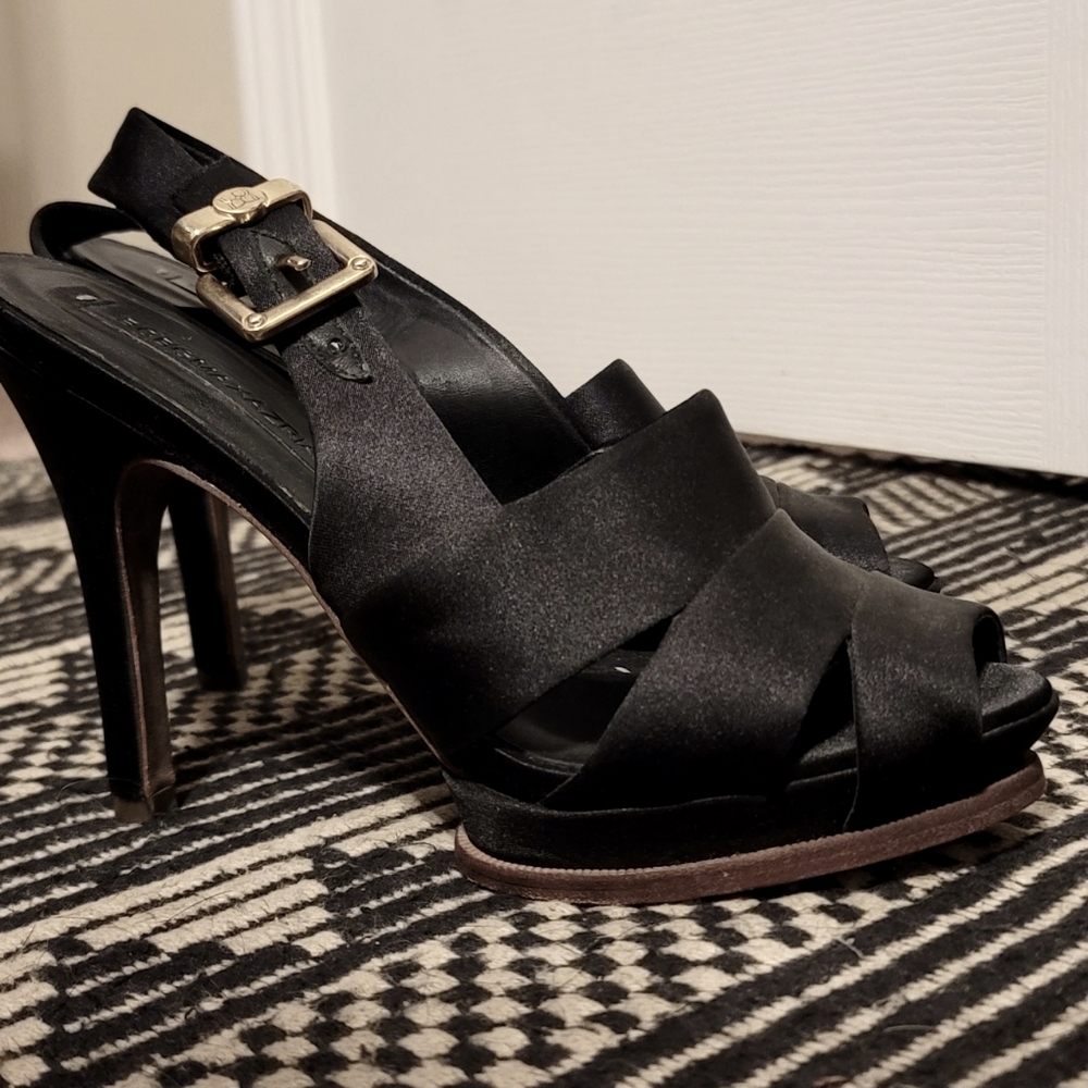 BCBGMaxAzria platform satin heels